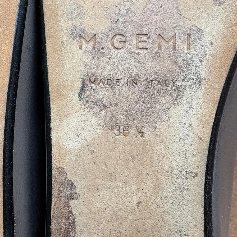 M.Gemi The Danza Taupe Leather Square Toe Mini Wedge Ballet Flat EU 36.6/US 6